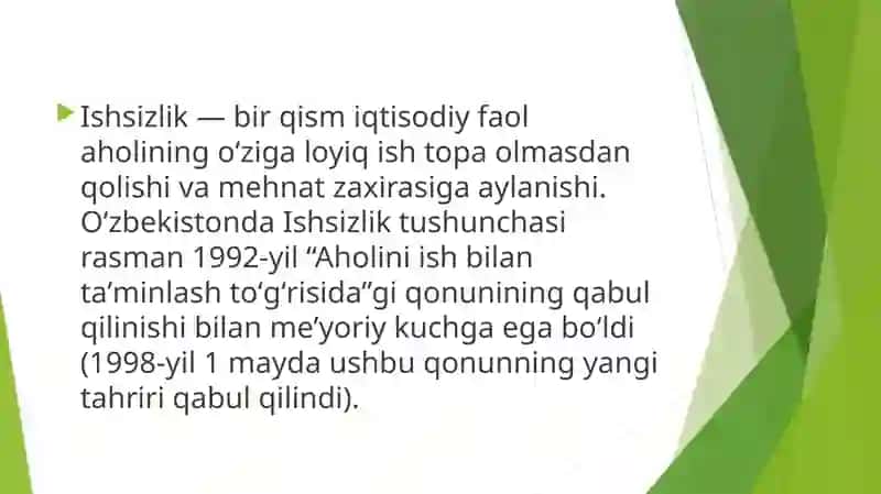 Mehnat bozori va ishsizlik. Ishsizlikning iqtisodiy oqibatlari 4