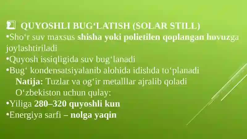 O'zberistonsharoitidasho'r suvlarini chuchuklashtirish 4