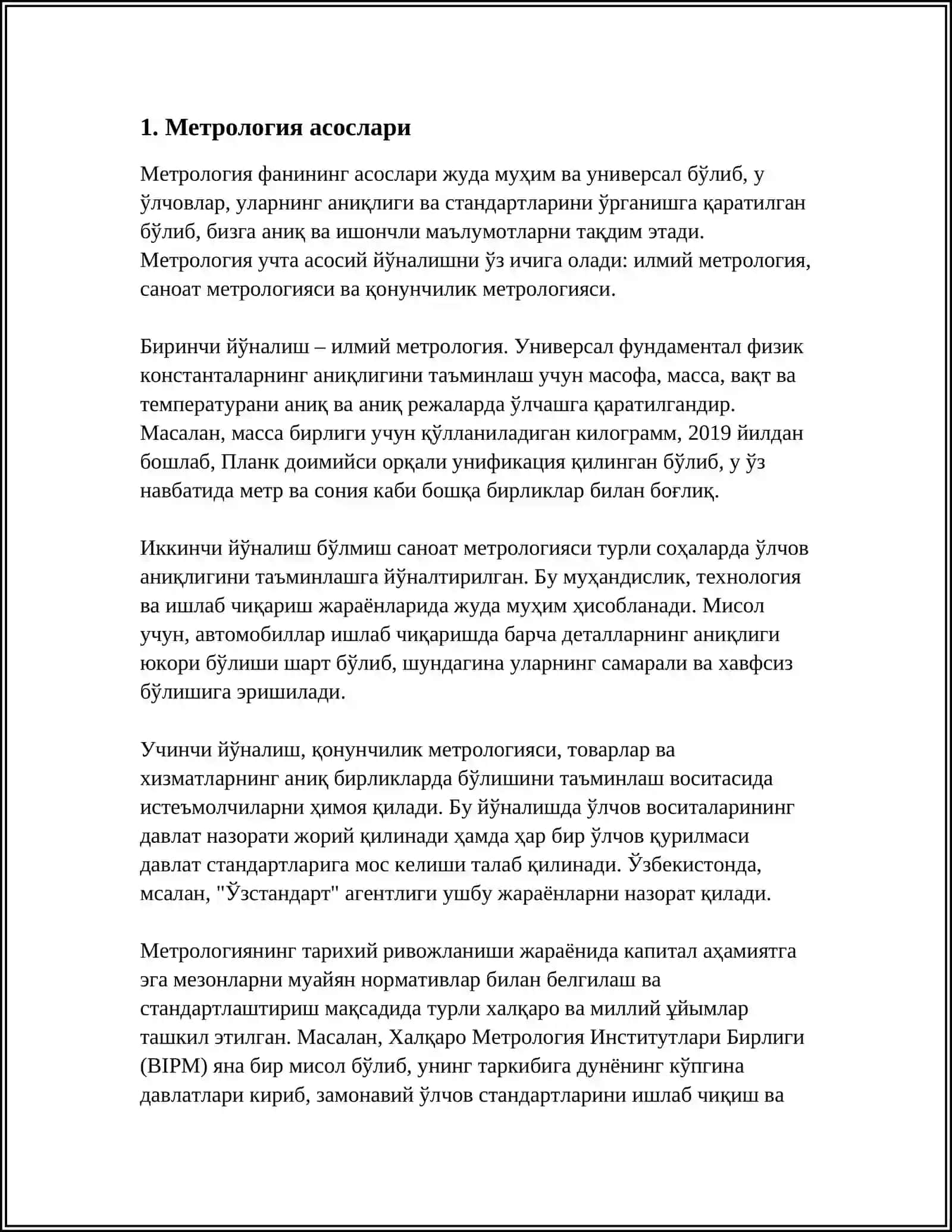 МЕТРОЛОГИЯ СТАНДАРТЛАШ ИРИШ ВА СЕРТИФИКАТЛАШТИРИШ 4