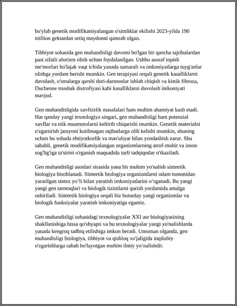 GEN MUHANDISLIGI YORDAMIDA NOYOB OQSILLARNI SINTEZLASH 4