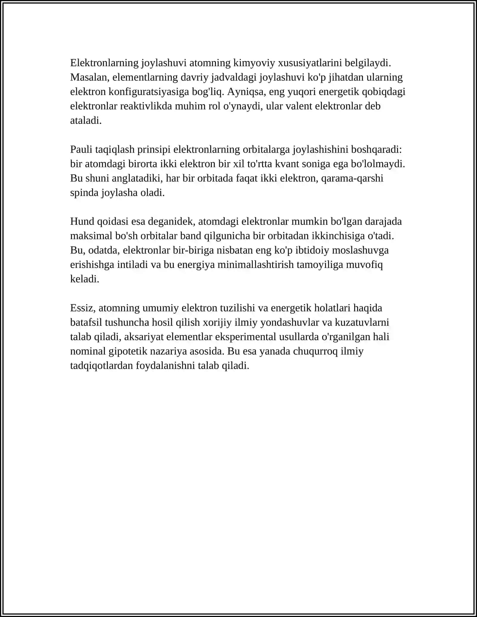 BIRIKMALARNING ELEKTRON TUZILISHINI IFODALOVCHI EKSPERIMENTAL VA NAZARIY PARAMETRLAR 4