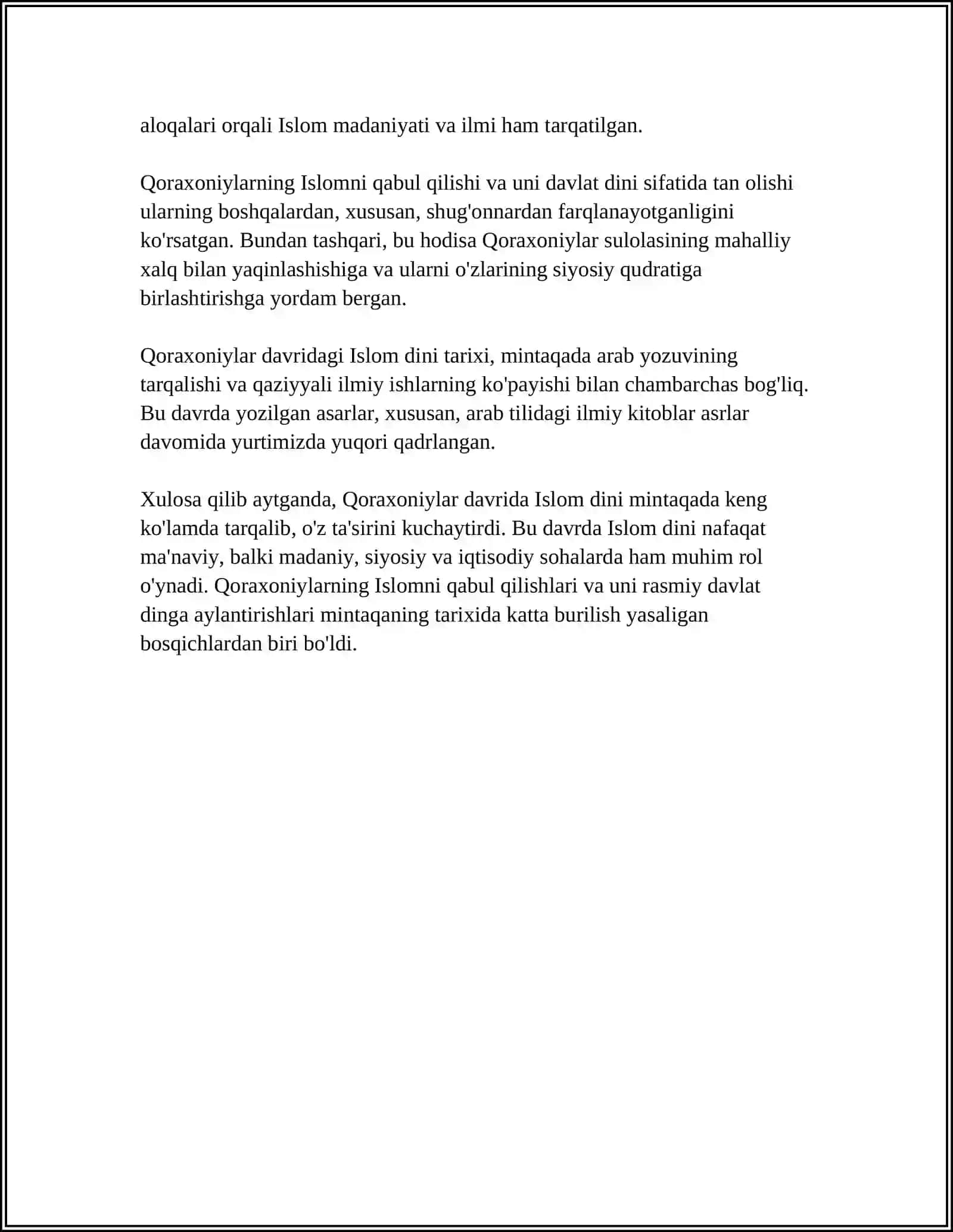 QORAXONIYLAR DAVRIDA ISLOM DININING OʻRNI 4