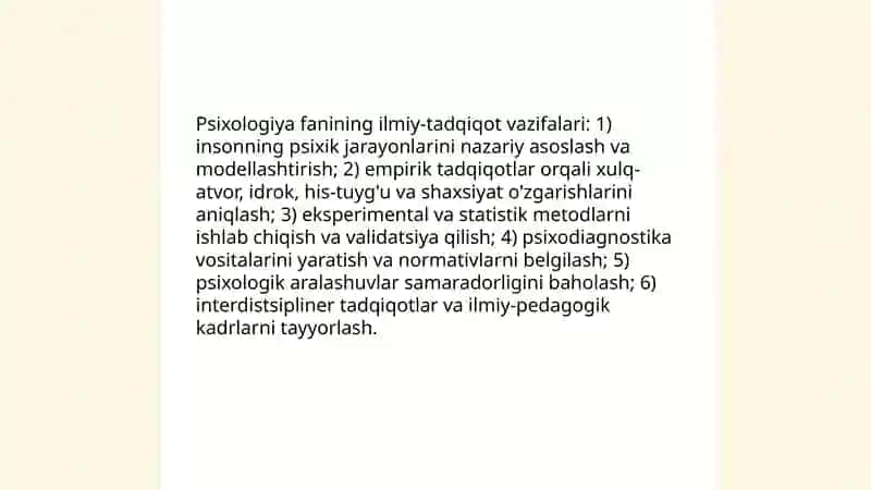 Psixologiya fanining maqsad va vazifalari 4