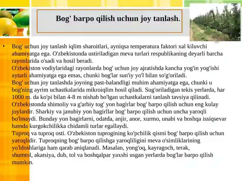IPAKCHILIK VA TUTCHILIK - MEVA BOG'IARINI BARPO QILISH TEXNOLOGIYASI 4