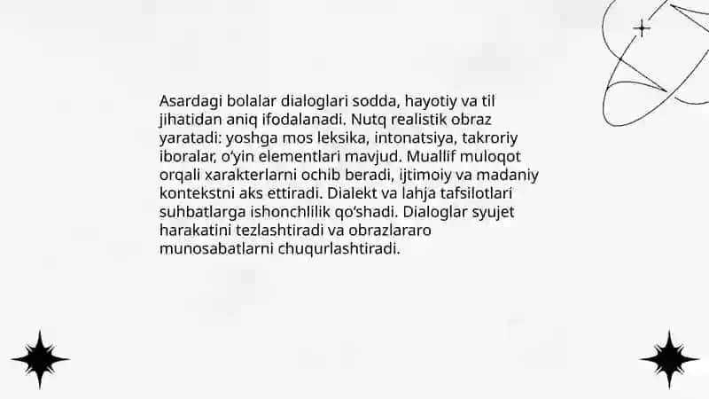 Shum bola "Asarida Qahramon Nutqi" 4