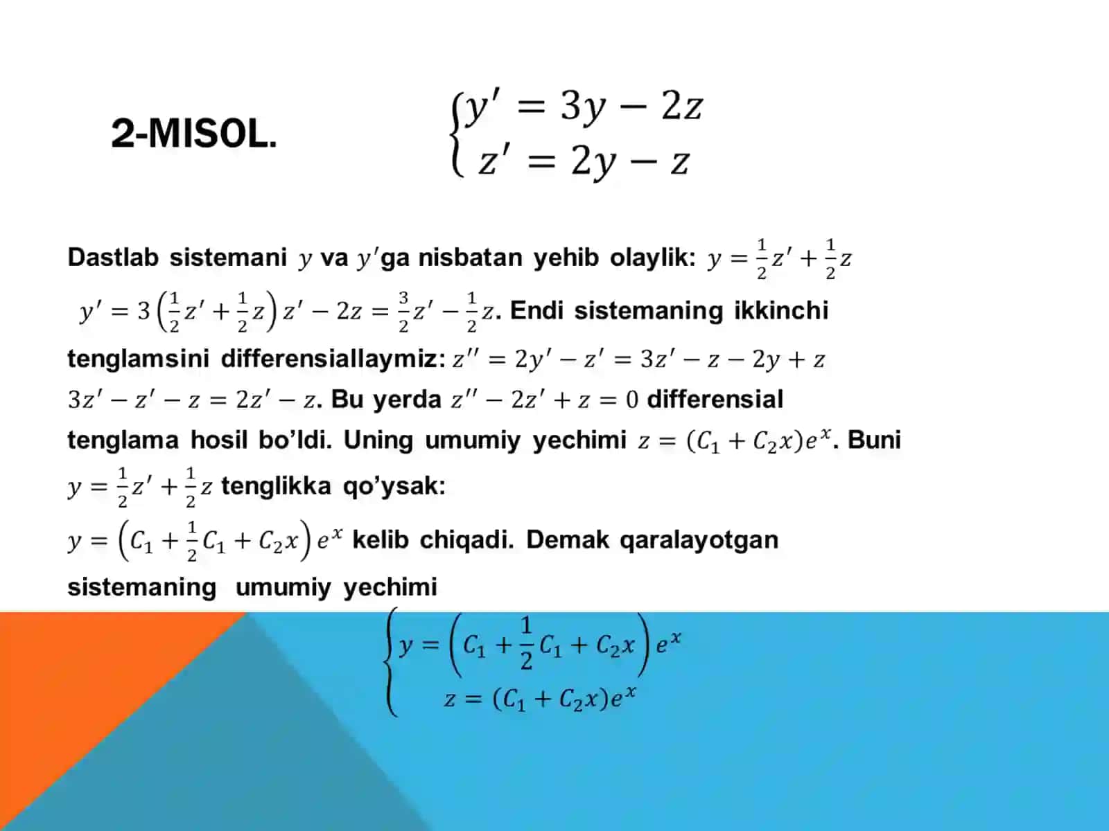 Differensial tenglamalar sistemasini integrallash 4