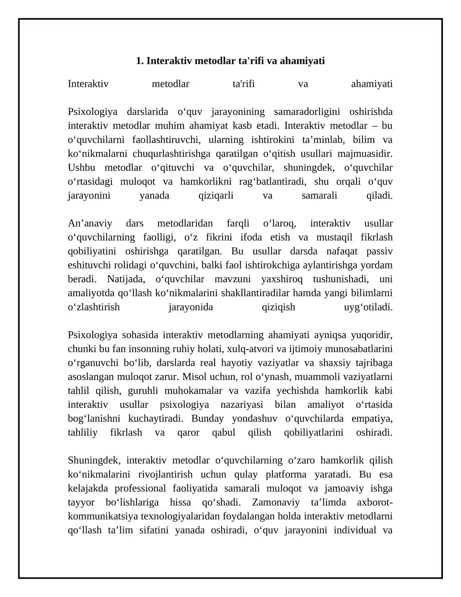 Psixologiya darsini o‘tishda interaktiv metodlar 4