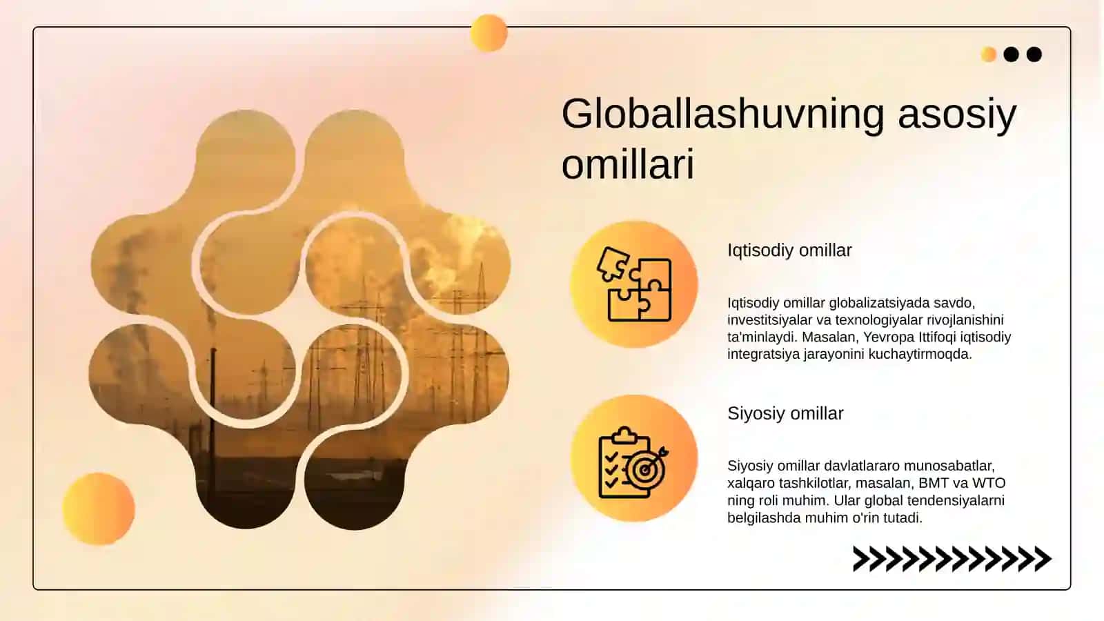 Globallashuv jarayonlarini vujudga kelishi va rivojlanishiga tasir etuvchi asosiy omillar 4