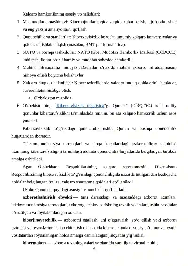 KIBERXAVFSIZLIK BO'YICHA XALQARO HAMKORLIK VA SHARTNOMALAR 4