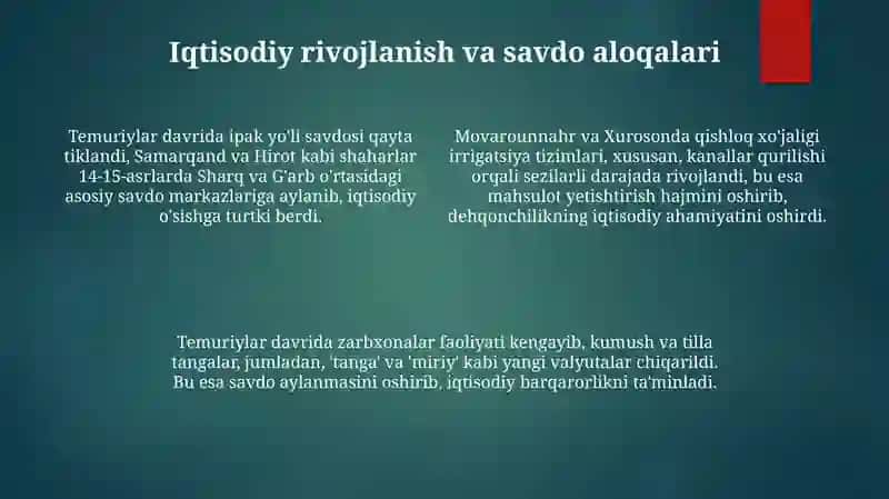 Temuriylar davrida Movarounnahr va Xuroson 4