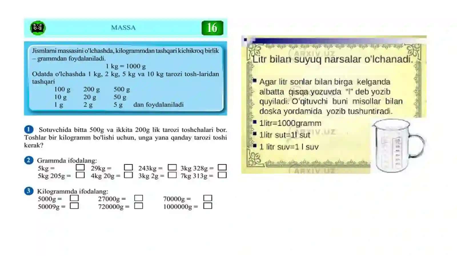 Asosiy miqdorlar (kattaliklar)ni o‘rgatishga doir misollar yechish 4