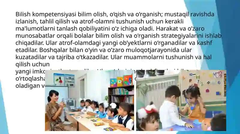 Bolaning rivojlanish sohalarikompetensiyalari 4