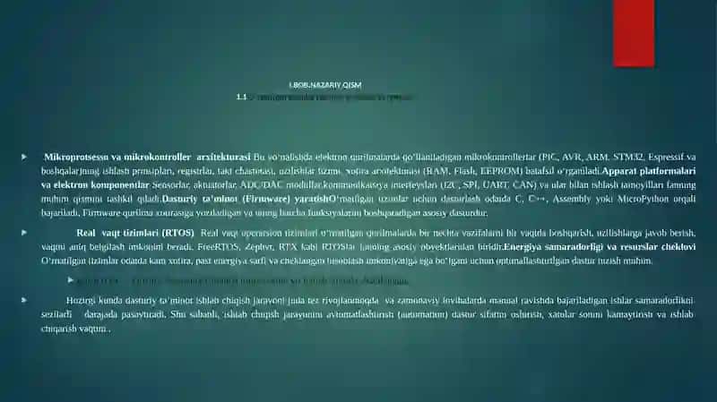 DASTURLASH MUHITLARI VA LOYIHALASH TEXNOLOGIYALARI KURS ISHI TAQDIMOTI 4