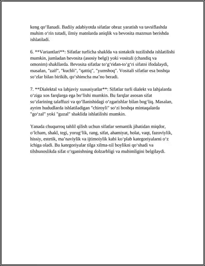 Sifat va uning grammatikasi va kategoriyalari 4