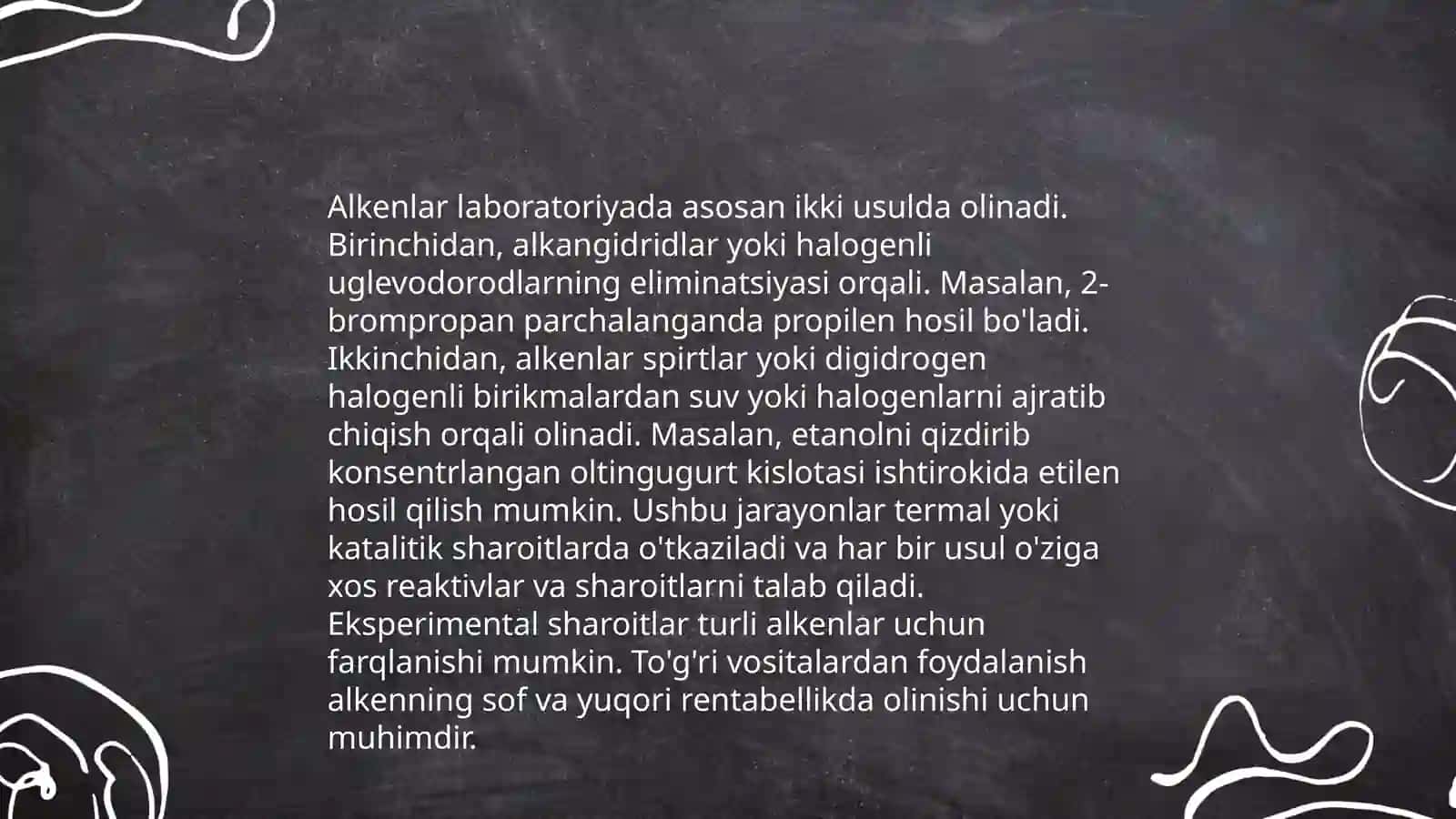 Uglevodlarning olinishi xossalari doirasida misol masala savollar alkadienlar alken 4