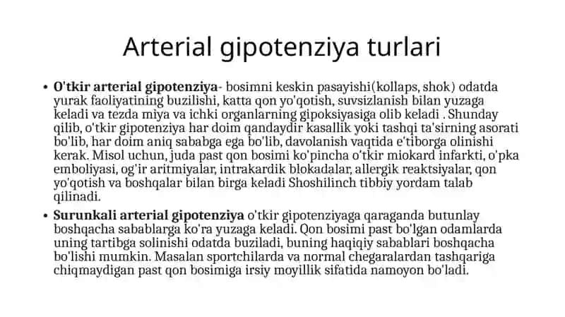 Arterialgipotenziya, ularning turlari, sabablari va rivojlanish mexanizmlari 4