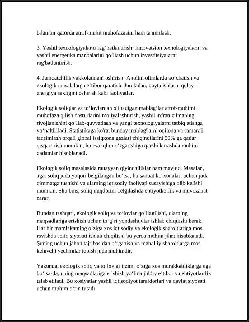 EKOLOGIK SOLIQ VA TO'LOVLAR TIZIMI 4