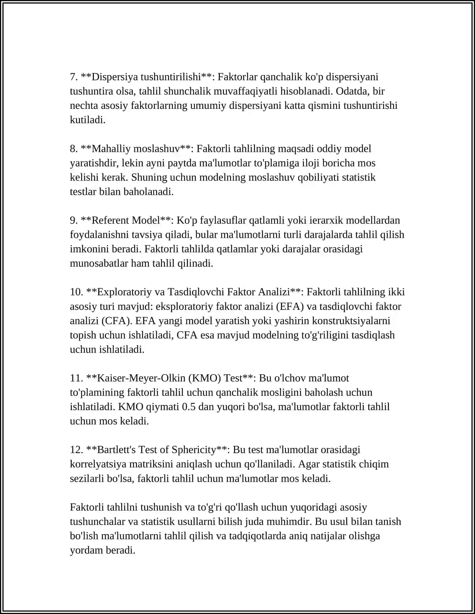 FAKTORLI TAHLIL, KO‘P TOMONLAMA ISHLOV BERISH. KLASTER TAXLIL HAQIDA 4
