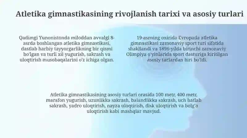 Atletika gimnastikasi fanining maqsadi, vazifalari va o'qitish uslublari 4