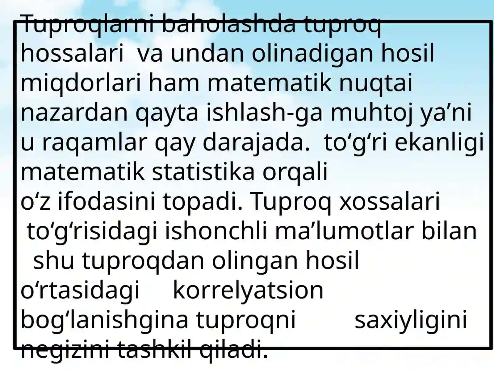 Tuğroqshunoslik (Tuproqshunoslik) fanidan "Yer kadastri va tuproq bonitirovkasi asoslari" 4