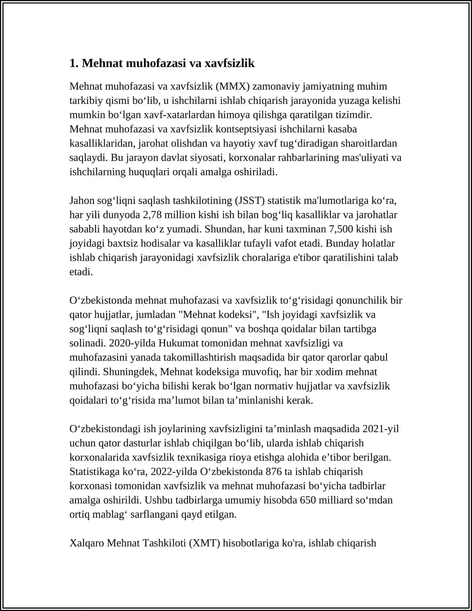MEHNAT MUHOFAZASI BO YICHA OZBEKISTON RESPUBLIKASI MEHNAT KODEKSINING AHAMIYATI 4