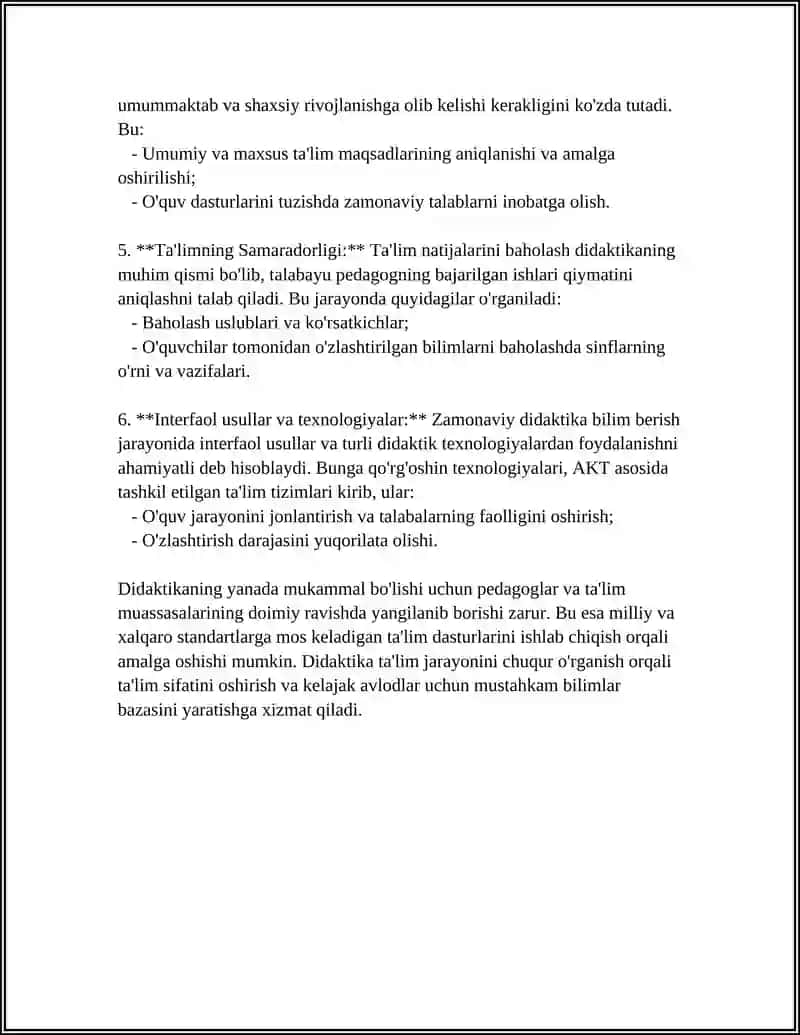 DIDAKTIKA.DIDAKTIKA PREDMETI VA VAZIFALARI 4