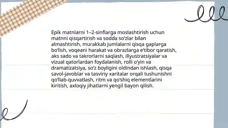Boshlang'ich sinfda epik asarlar ustida ishlash uchun metodik tavsiyalar 4