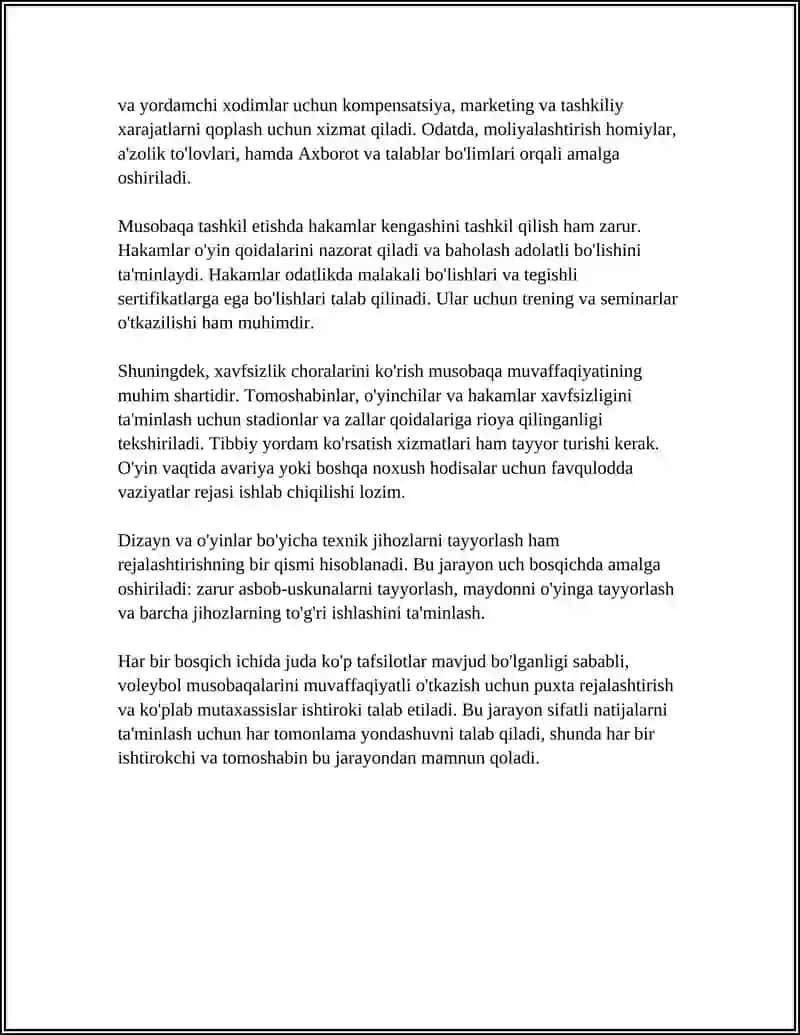 VOLEYBOL TURI BO'YICHA MUSOBAQALAR O'TKAZISH VA HAKAMLIK QILISH 4