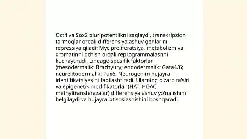 Hujayraing ŏsishi ixtisoslanishini ŏrganish 4