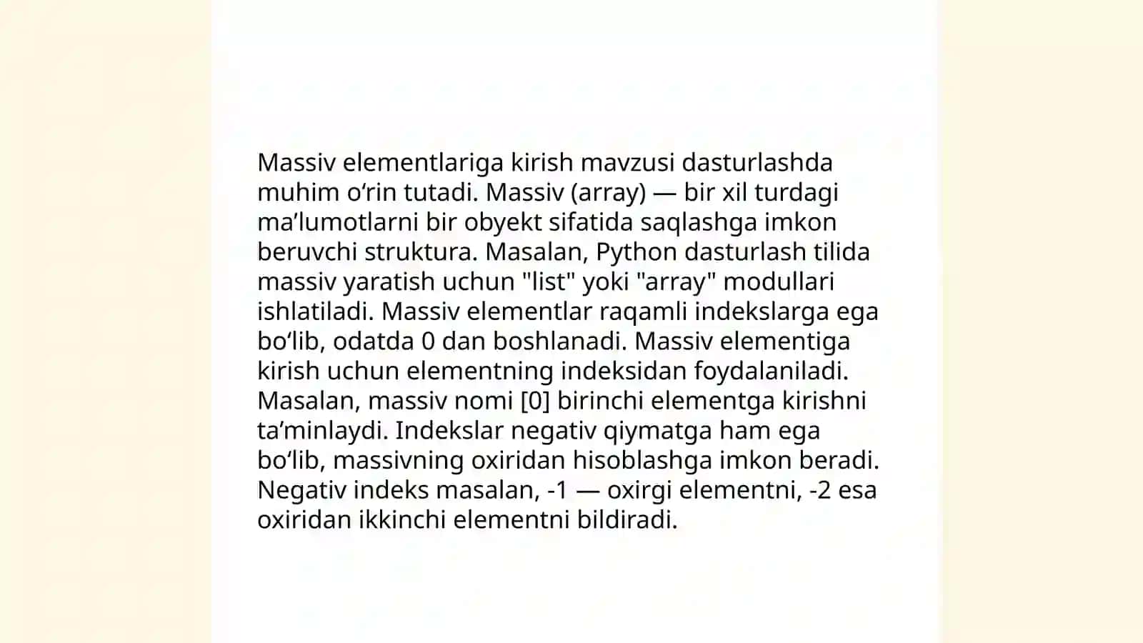 Massivlarni yaratuvchi funksiya 4