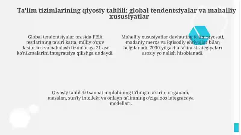Komparativistik pedagogik tadqiqotlarning dolzarb yoʻnalishlari 4
