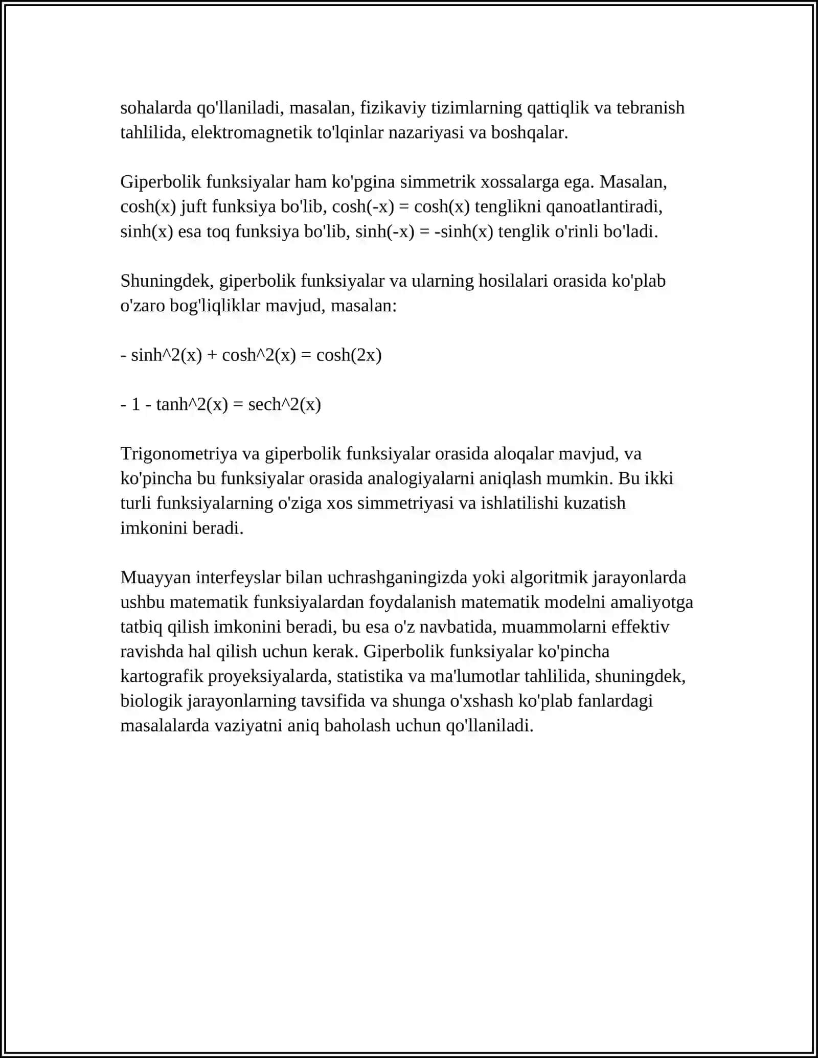 Giperbolik funksiyalar 4