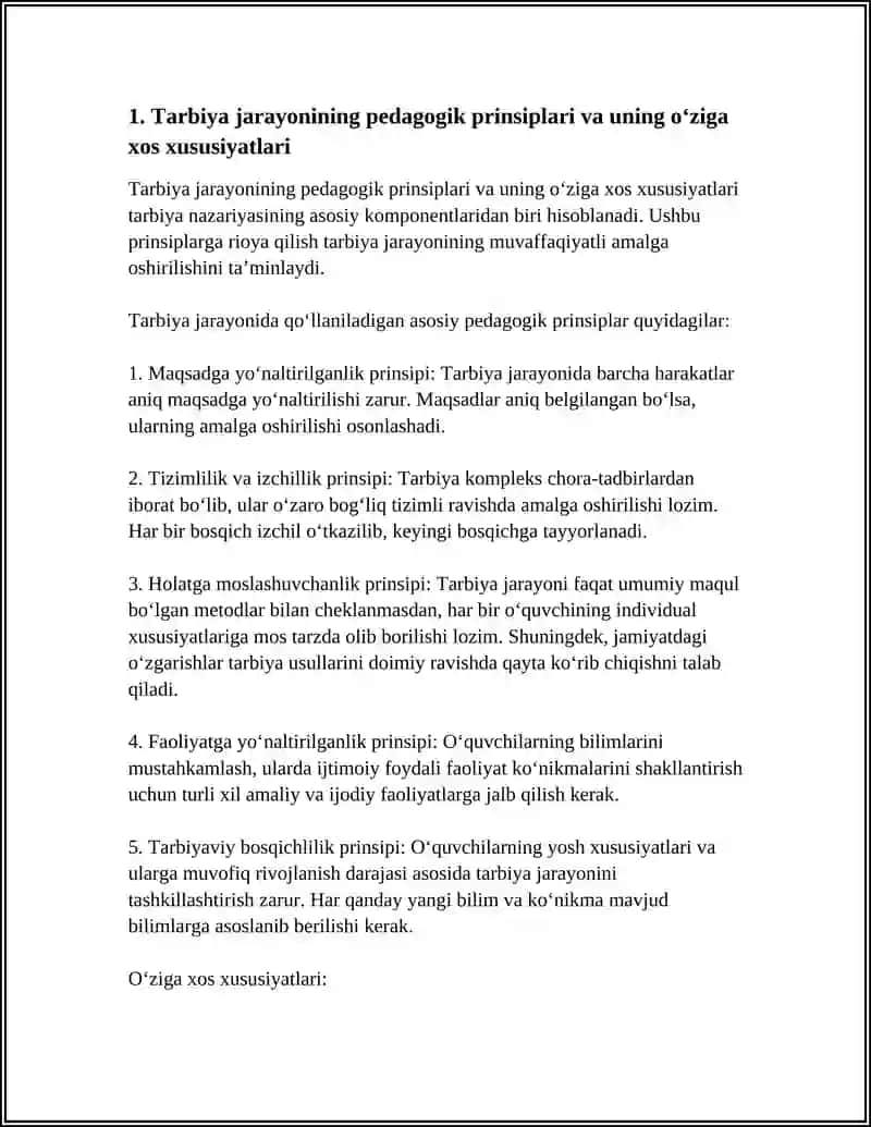 TARBIYA JARAYONINING OʻZIGA XOS XUSUSIYATLAR. IQTISODIY TARBIYA, EKOLOGIK TARBIYA 4