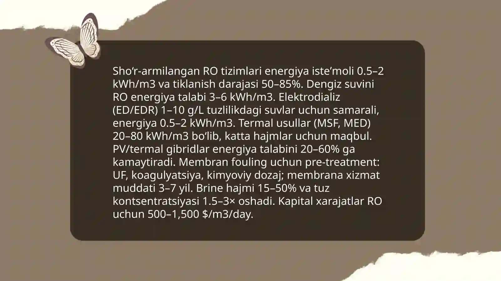 O‘zbekiston sharoitida sho‘r suvlarni chuchuklashtirish g‘yasini yaratish 4