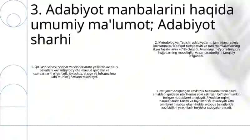 Ikki Polasali Avtomobil Yo‘Llari Va Shahar Ko‘Chalaridagi Avtobus Bekatlariga Harakat Xavfsizligi Bo‘Yicha Qo‘Yilgan Me’Yoriy Talablarni O‘Rganish 4