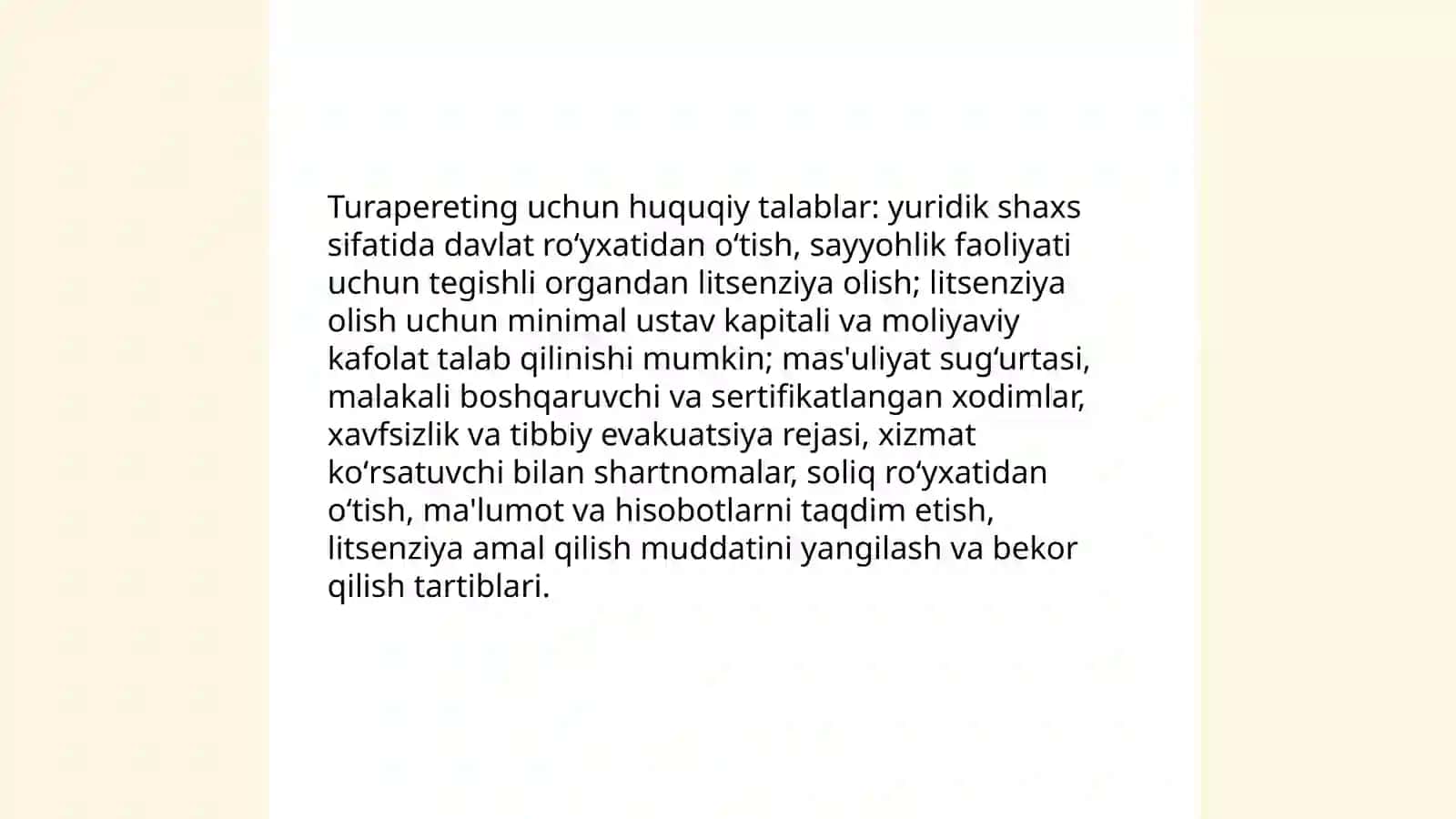 Turapereting xizmat koʻrsatish tashkil etish 4