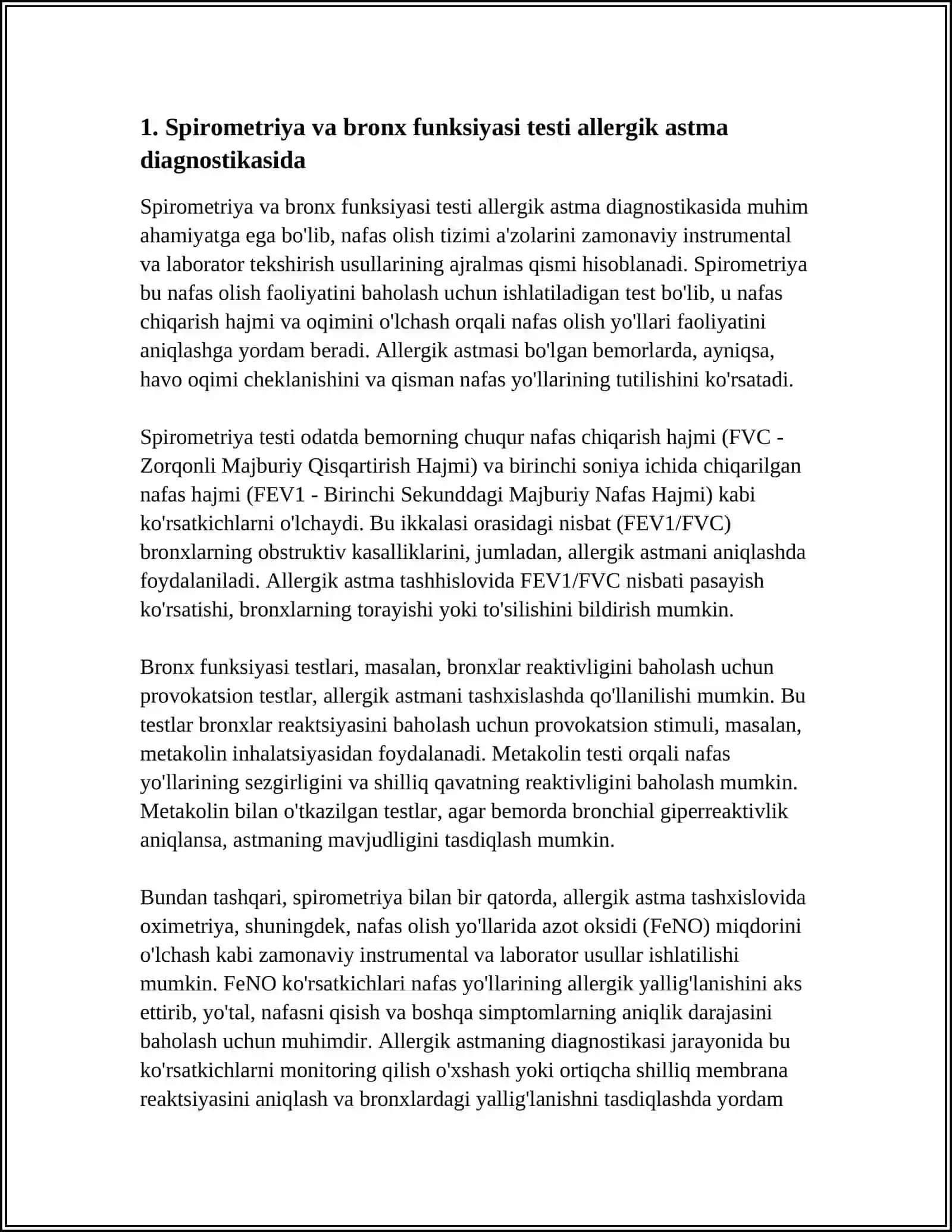 NAFAS TIZIMI AZOLARINING ALLERGIK KASALLIKLARINI ZAMONAVIY INSTRUMENTAL VA LABARATOR TEKSHIRISH USULLARI 4