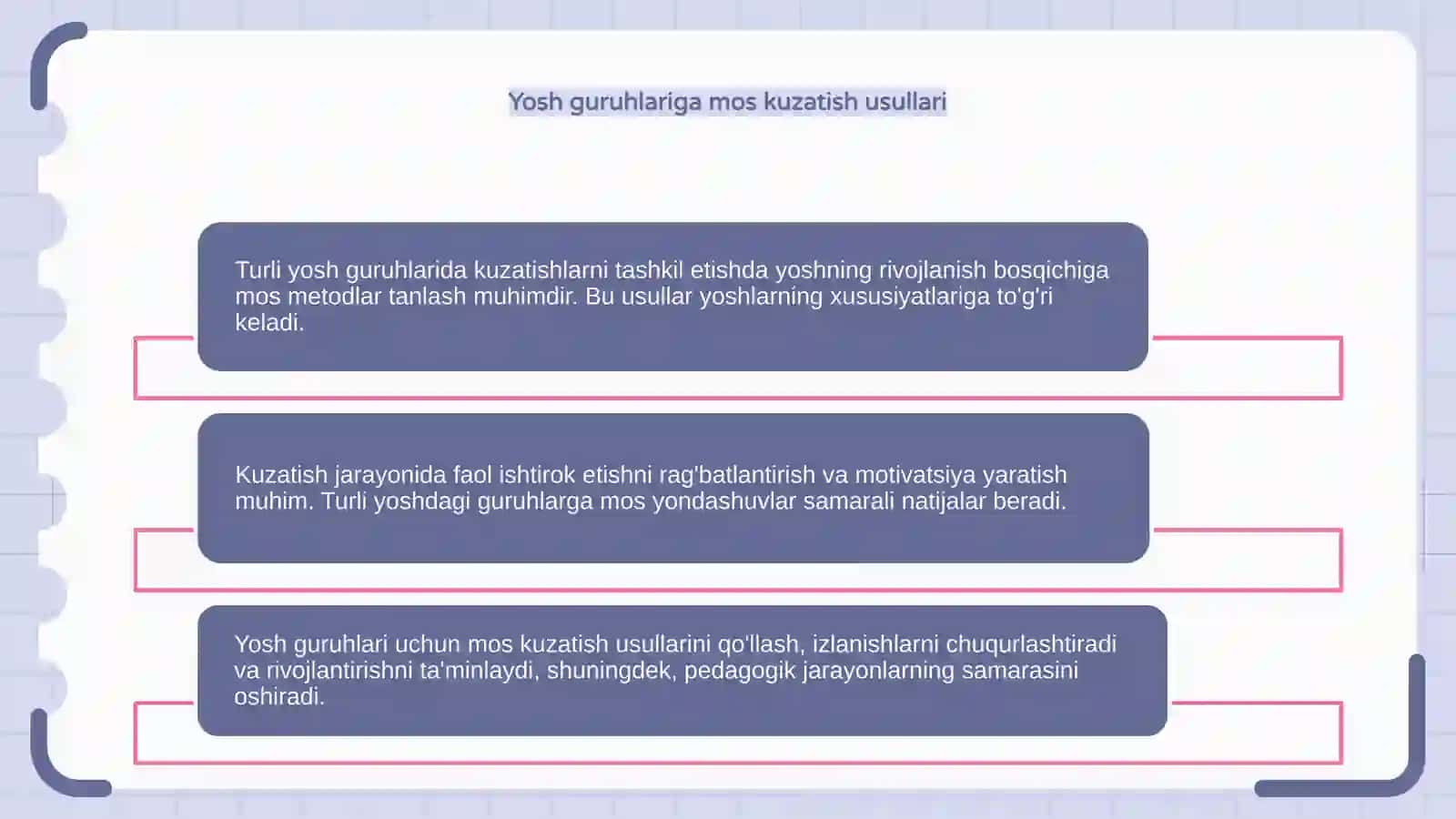 Turli yosh guruhlarida kuzatishlarni tashkil etish 4