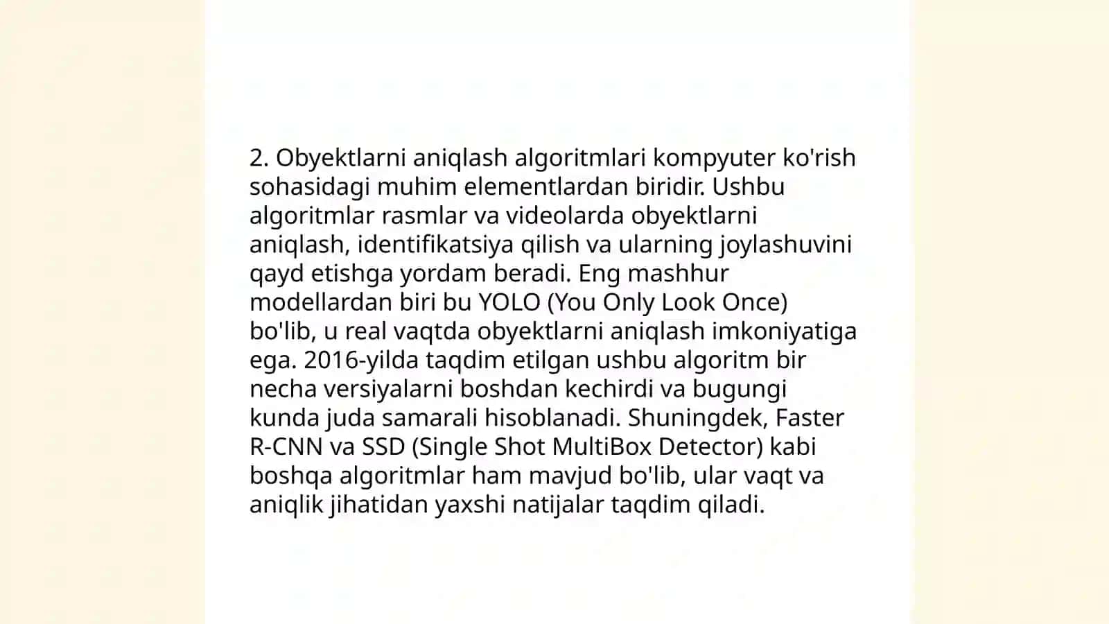 Kompyuter ko'rish va obyektlarni aniqlash algoritmi 4
