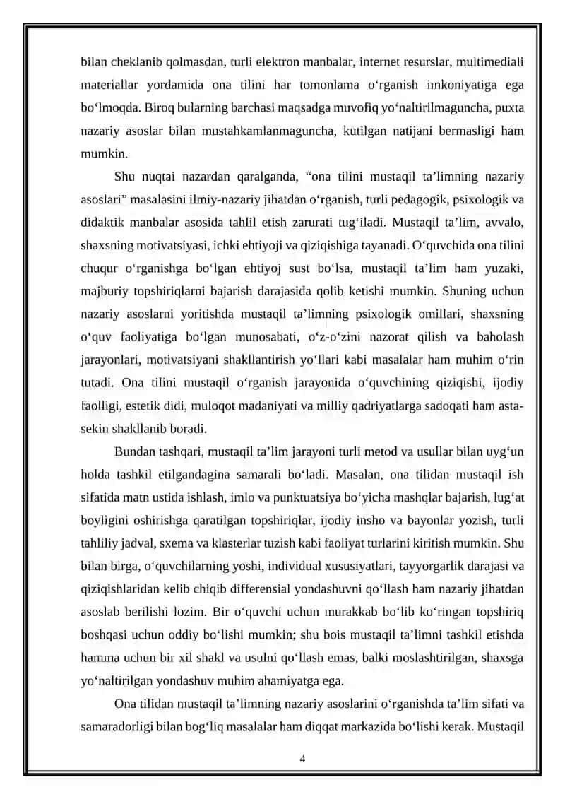 Ona tilini mustaqil ta'limning nazariy asoslari 4