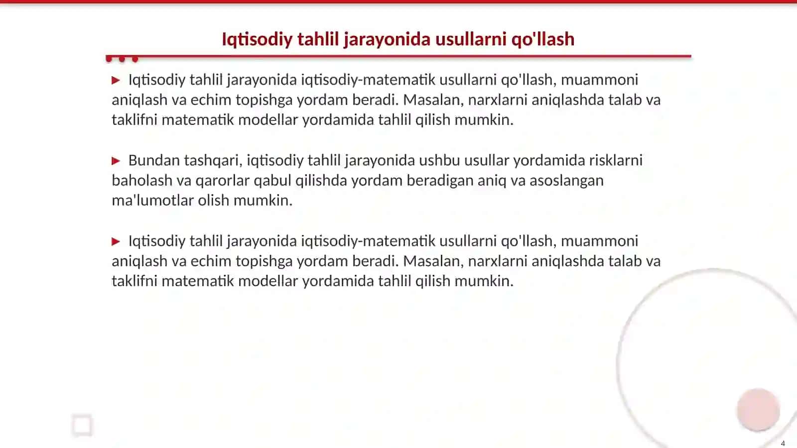 Iqtisodiy tahlilda iqtisodiy-matematik usullarni qoʻllashning zaruriyati 4