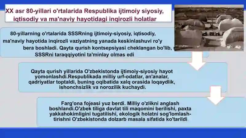 SSSR DA IJTIMOIY SIYOSIY INQIROZNING KUCHAYISHI: OʻZBEKISTON MUSTAQILLIKKA ERISHISH OSTONASIDA 4