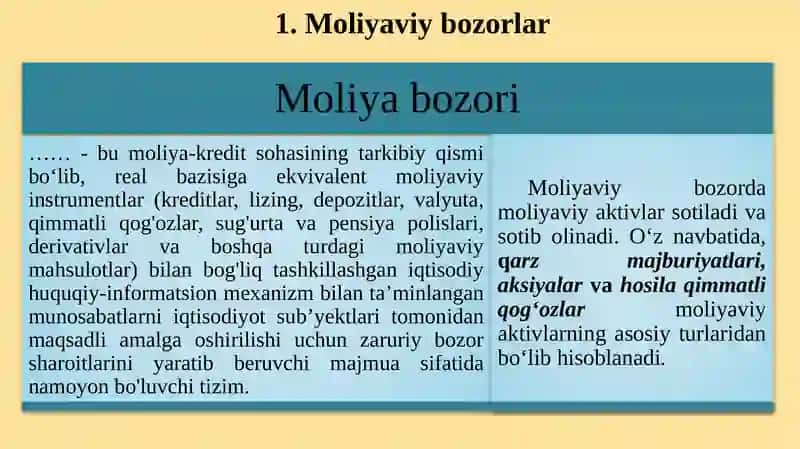 Moliyaviy bozorlar va moliyaviy yangiliklar 4