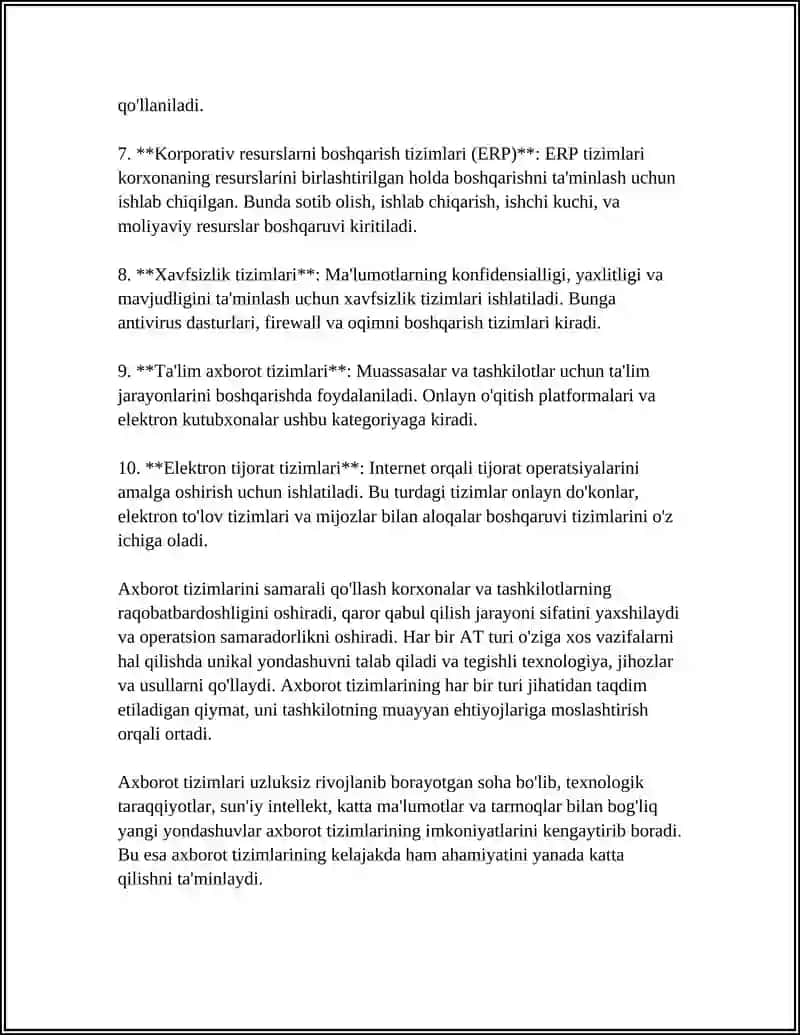 AXBOROT TIZIMLARINI TASNIFLASH 4