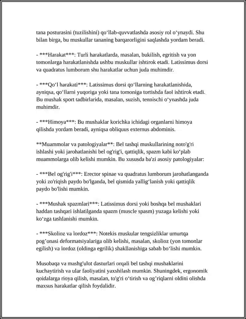 ODAM ANATOMIYASI BEL TASHQI MUSKULLARI HAQIDA 20TA SLAYT SURATLARI BILAN 4
