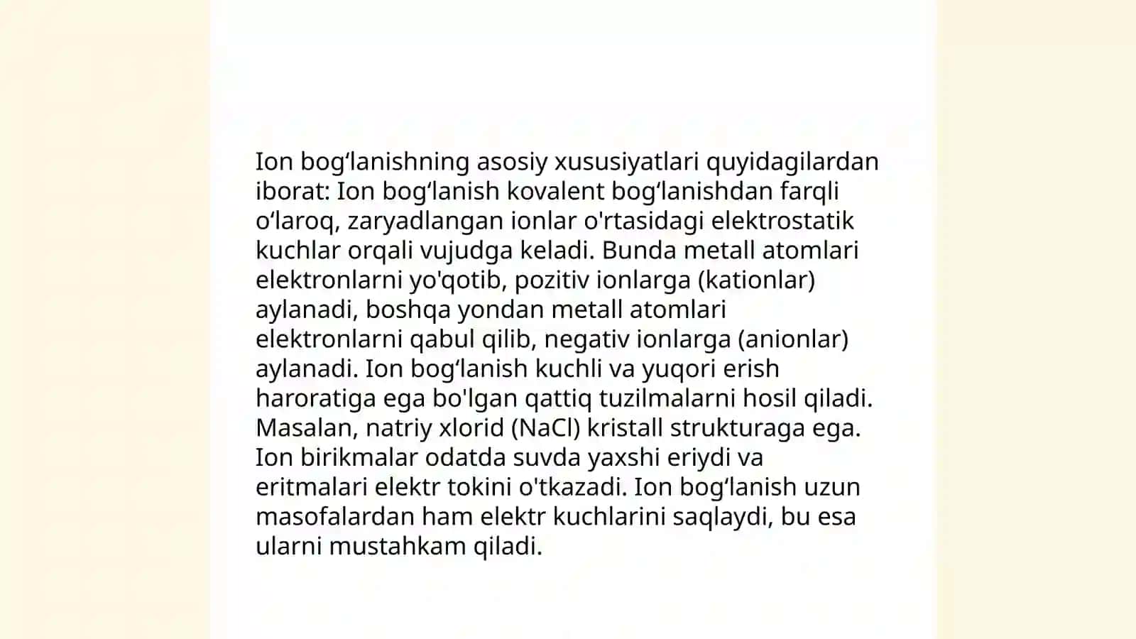 Ion bogʻlanish va Kovalent bogʻlanish 4
