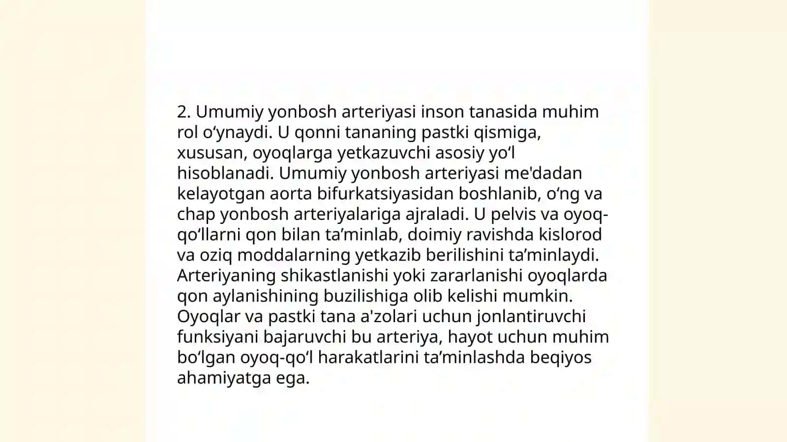 Umumiy yonbosh arteriyasi haqida qiziqarli ma'lumotlar 4