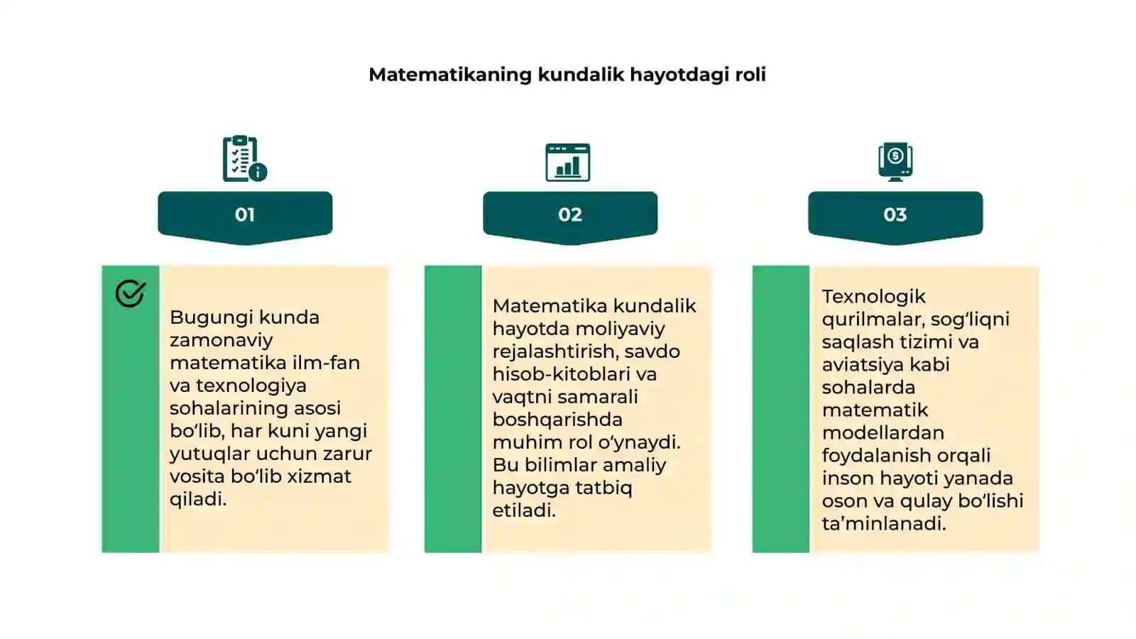 Bugungi zamonaviy matematika va matematika fanining hayotdagi oʻrni 4