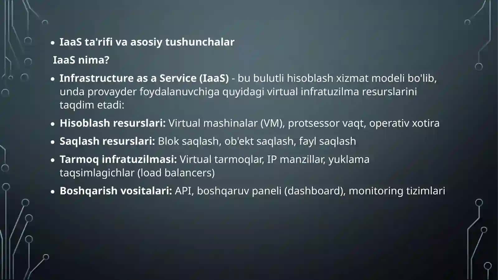 Bulutli hisoblash infratuzilmasi (Infrastructure as a Service) 4