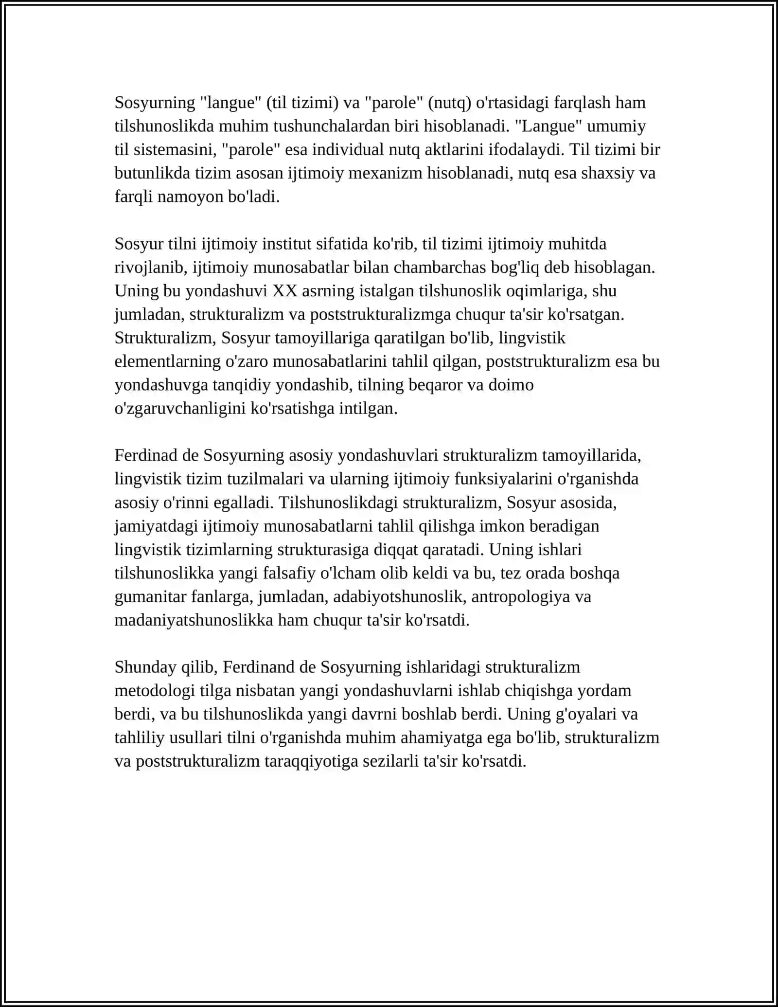 STRUKTURALIZM VA POSTSTRUKTURALIZMNING TILSHUNOSLIKKA TA’SIRI 4